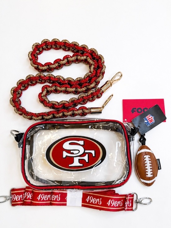 Handmade Handbags - NWT SF 49ers Clear Stadium Bag w/ Rhinestone Strap Crossbody